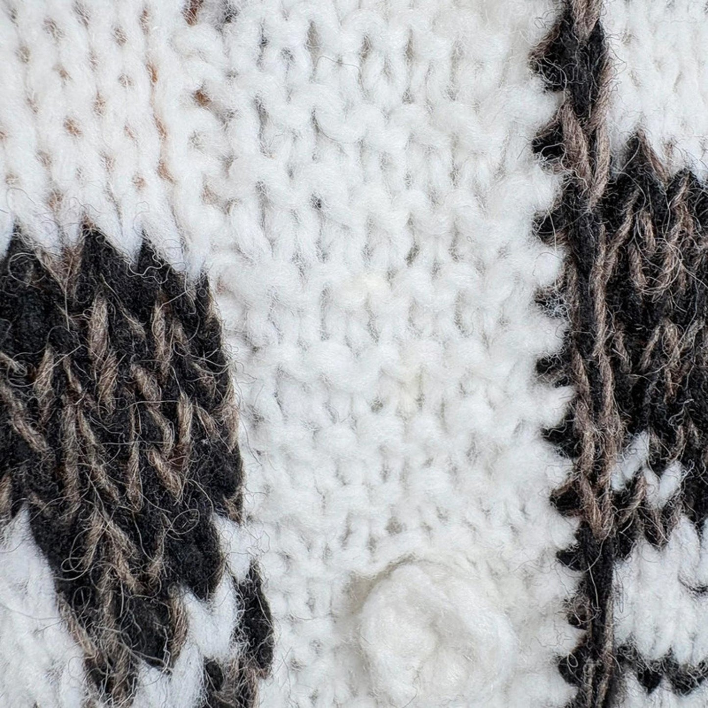 Close-up of a textured fabric with a pattern of black and white stripes.