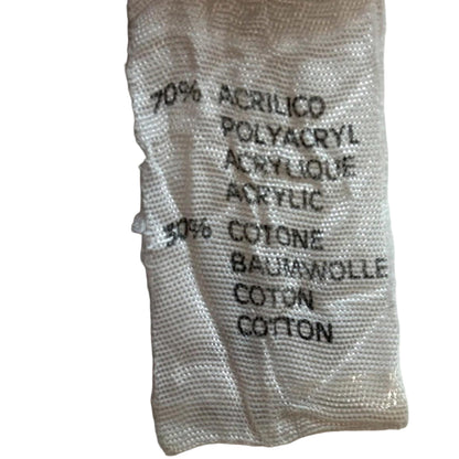 Fabric label with material composition on a white background