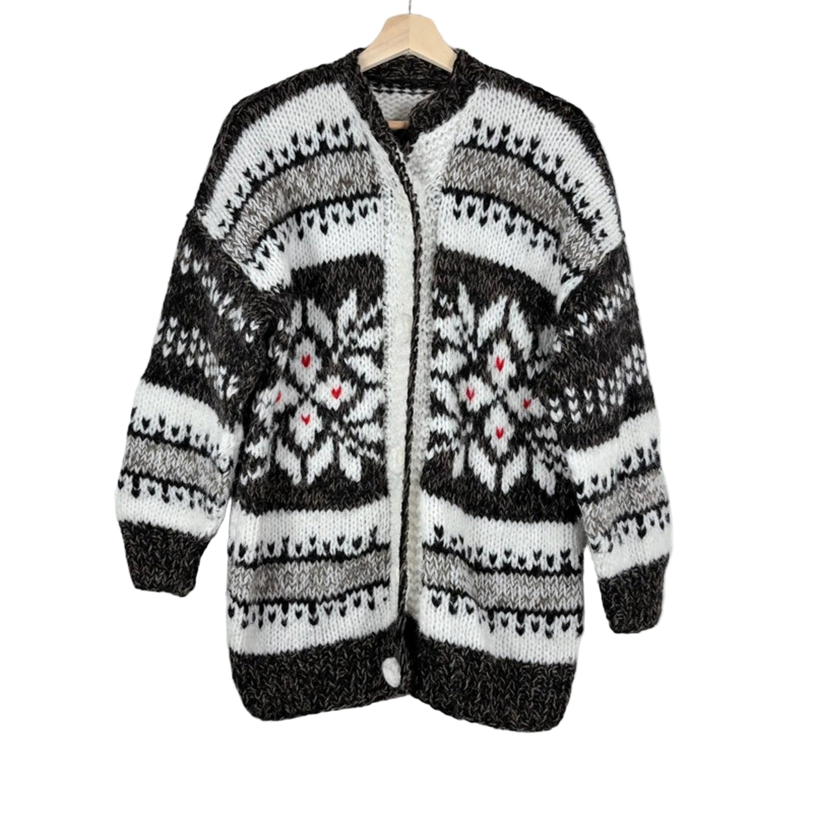 Knitted cardigan with a pattern on a white background