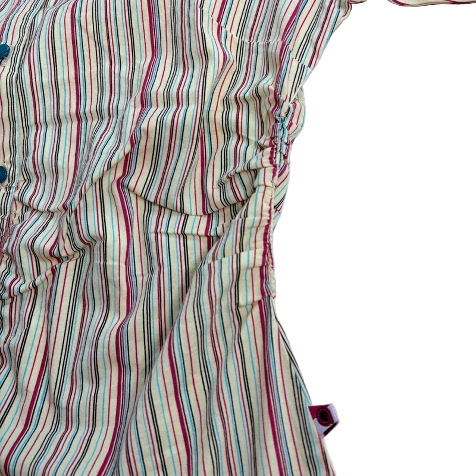 Striped shirt close up with colorful pattern on a white background
