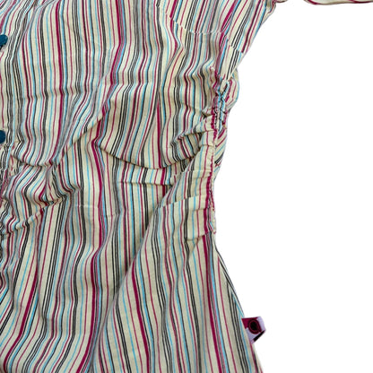 Striped shirt close up with colorful pattern on a white background
