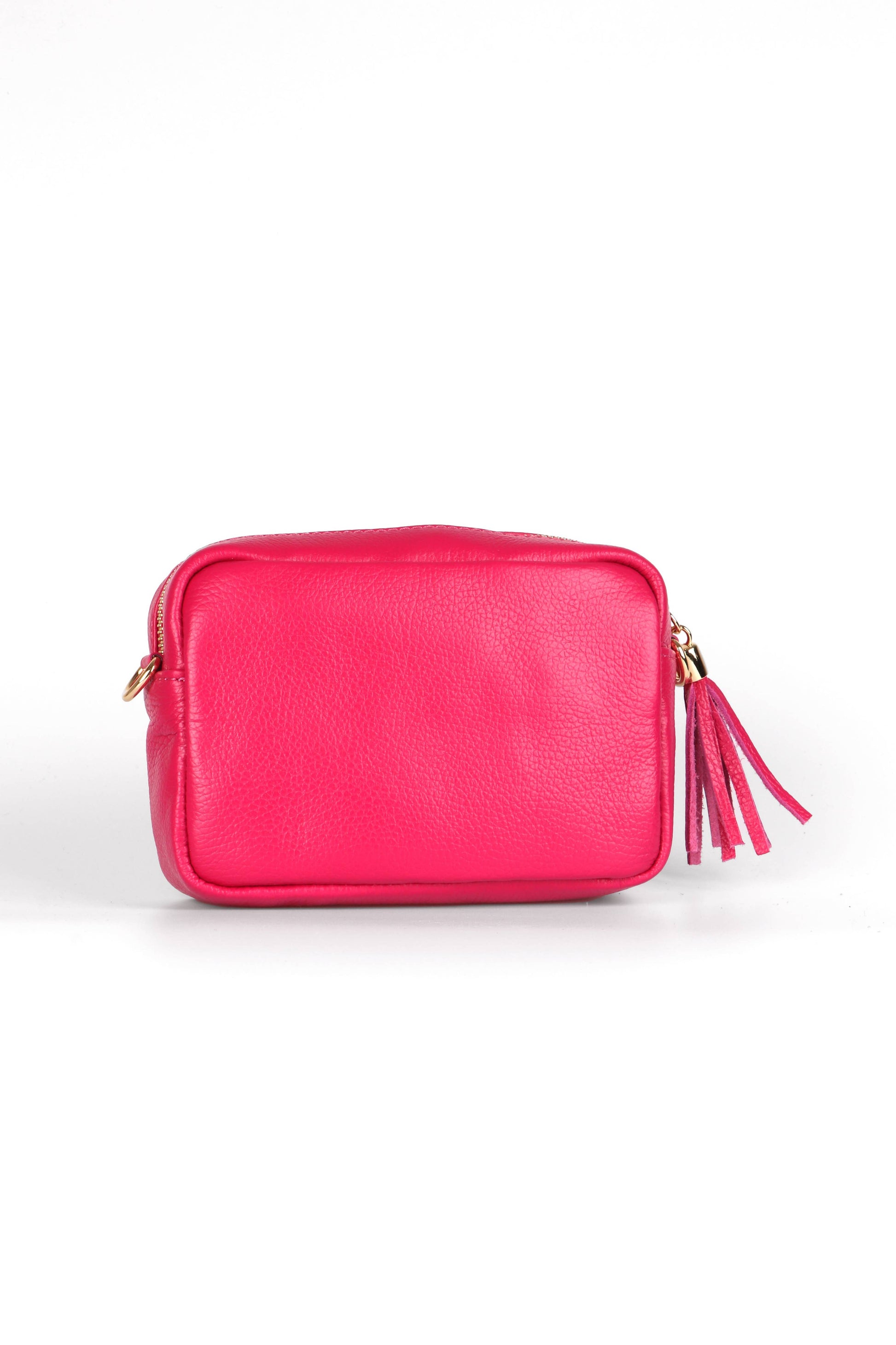 Pink handbag with a tassel on a white background