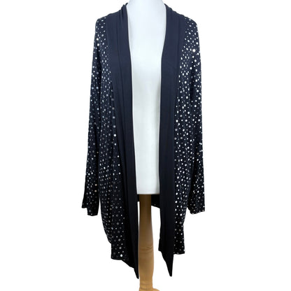 Long black cardigan with sliver dots