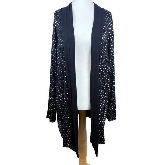Long black cardigan with sliver dots