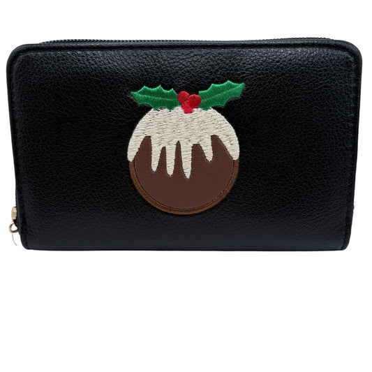 Black Purse with Christmas Pudding