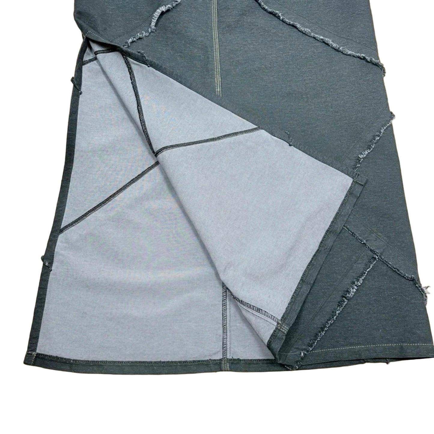 Inside of black skirt on a white background