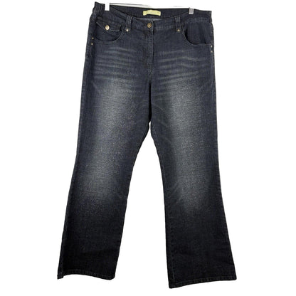 Pair of black wash jeans on a white background