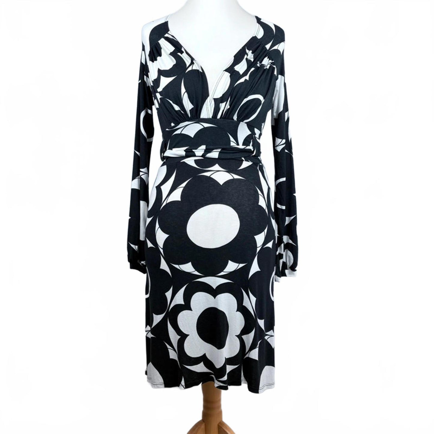 Black and white dress on a mannequin on a white background 