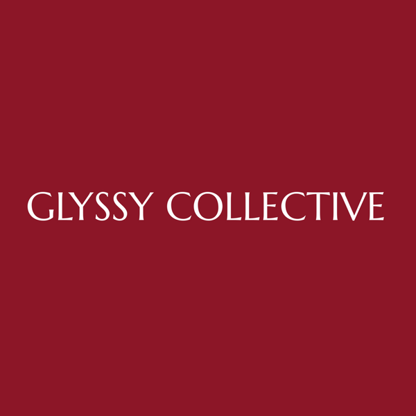 Red background with 'GLYSSY COLLECTIVE' text in white